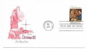 US 1444 8c Christmas Manger Scene on FDC Artmaster Cachet Unaddressed ECV $7.50