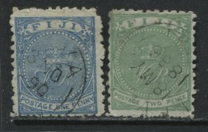 Fiji 1878 1d and 2d used