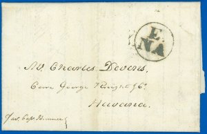 Boston APR 4, 1840, Circular E/NA H/S, EXPRESA NORTE EUROPE to Havana! LETTER!