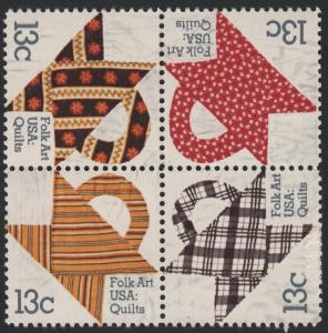 SC#1745-48 13¢ American Quilts Block of Four (1978) MNH