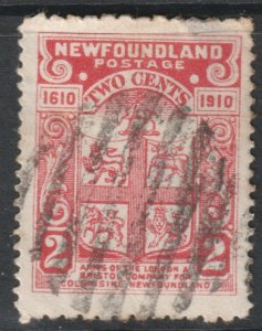 Canada Newfoundland Scott 88a - SG107, 1910 Arms 2c used