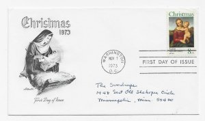 US 1507 8c Christmas Madonna & Child single on FDC Artmaster Cachet ECV $7.50