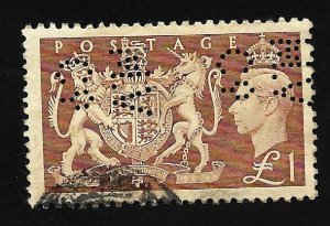 Great Britain 1951 - U - Perfin - Scott #289