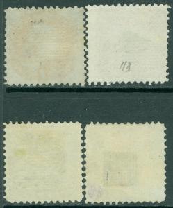 EDW1949SELL : USA 1869 Scott #112-14, 116 Used. Fresh & Choice stamps. Cat $377.