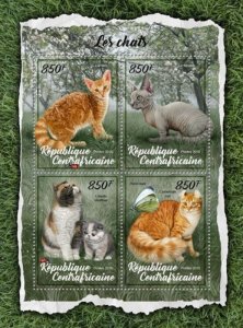 Central Africa - 2017 Cat Breeds - 4 Stamp Sheet - CA18002a