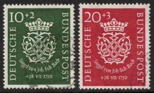 GERMANY Sc. B314-5 Johann Sebastian Bach 1950 used VF