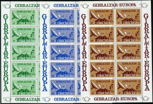 Gibraltar 382-384 sheets,MNH.Michel 392-394 klb. CEPT-1979:Communications.