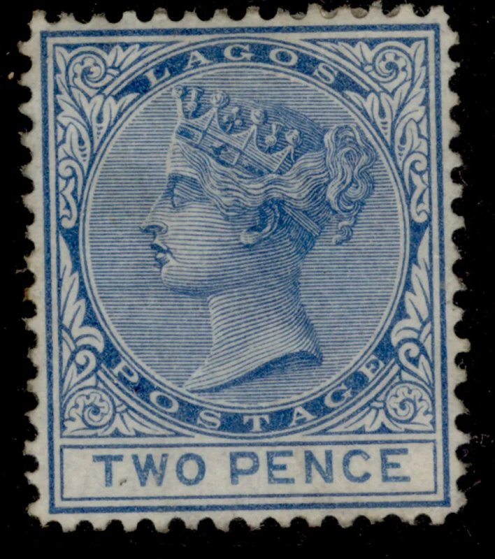 NIGERIA - Lagos QV SG11, 2d blue, UNUSED. Cat £80. PERF 14 WMK CC