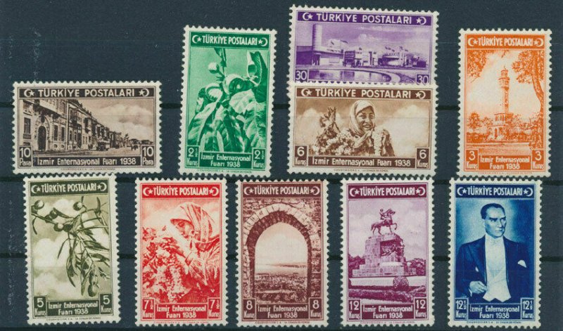 TURKEY/1938 - INTERNATIONAL IZMIR FAIR SET, MNH, Mi: 1019/1028, Sc# 789/798 