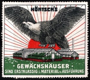 Vintage Germany Poster Stamp Höntsch's Greenhouses Are First Class