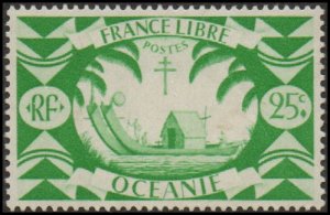 French Polynesia 138 - Mint-H - 25c Ancient Double Canoe (1942) (cv $0.55)