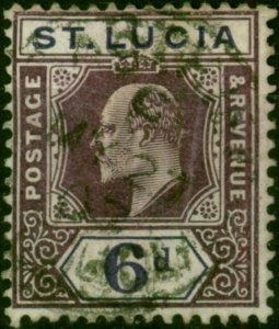 St Lucia 1907 6d Dull Purple & Bright Purple SG72ba Good Used