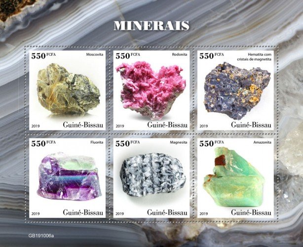 GUINEA BISSAU - 2019 - Minerals - Perf 6v Sheet - M N H