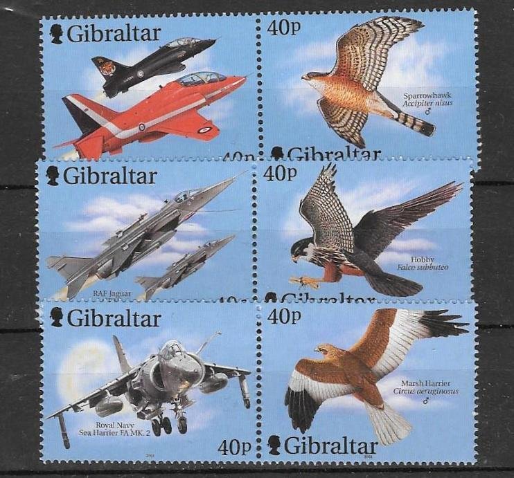 GIBRALTAR SG982/7 2001 WINGS OF PREY  MNH