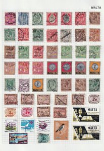 MALTA QV/QE Mint &Used Collection on Pages(Aprx 280 Items)Goy734