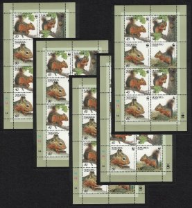 Armenia WWF Squirrel 5 Sheetlets A 2001 MNH SC#632 a-d SG#484-487 MI#435-438