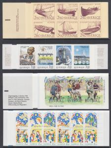 Sweden Sc 1671a, 1708a, 1712a, 1718a MNH. 1988 Issues 4 Intact Unfolded Booklets
