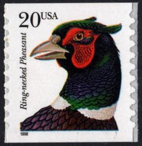 SC#3055 20¢ Ring-necked Pheasant Coil Single (1998) SA