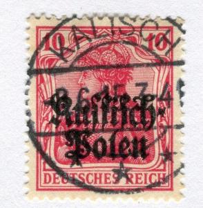 GERMANY; POLISH OCCUPATION 1915 Germania Optd. issue used 10pf. 