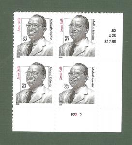 3428 Jonas Salk Plate Block Mint/nh (Free Shipping)