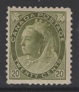 CANADA SG165 1900 20c OLIVE-GREEN MTD MINT PERF FAULTS AT BASE