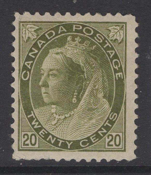 CANADA SG165 1900 20c OLIVE-GREEN MTD MINT PERF FAULTS AT BASE