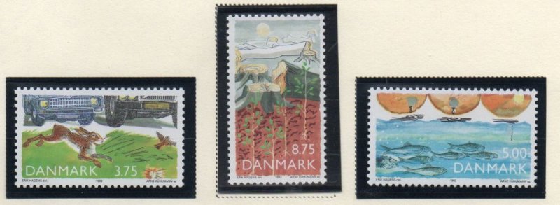 Denmark  Scott 961-963 1992 Protect the Environment stamp set mint NH