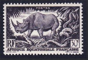 Fr. Eq. Africa Rhinoceros 30c Violet 1v MH SG#236 SC#167