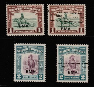 North Borneo the 1c & 2c both MH & U from the BMA set