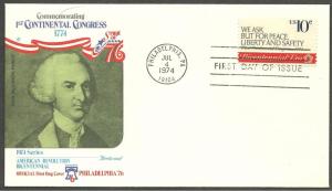 US Cat #1544, 1st Continental Congress, FDC*-