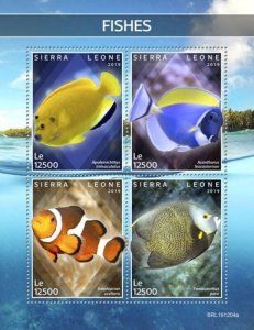 Sierra Leone - 2019 Fishes on Stamps - 4 Stamp Sheet - SRL191204a