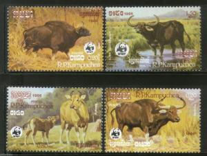 Cambodia 1986 WWF Cattle Gaur Wildlife Animals Fauna 4v Sc 745-48 MNH # 044