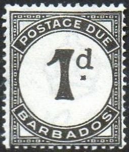 Barbados 1934 1d black 'Postage Due' MH