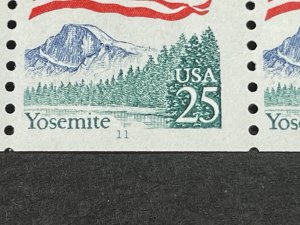 U.S.# 2280a-MINT/NH-PLATE # COIL STRIP OF 5(P#11)--FLAG & YOSEMITE--1988