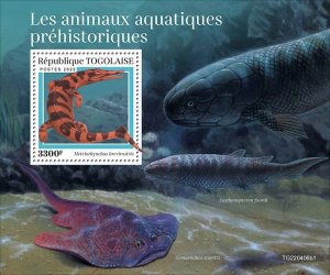 TOGO - 2022 - Prehistoric Water Animals - Perf Souv Sheet #1 - Mint Never Hinged