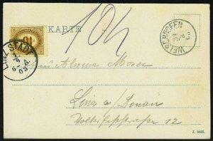 AUSTRIA 1903 POSTCARD W/POSTAGE DUE ONLY WELSCHNOFEN