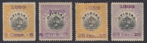 Venezuela 1899 Violet o/print complete set. Mint. Scott O6-9, SG O187B-190B