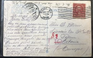 Lovely RED 2cent Washington on Int'l Postcard from US to Europe- Niagara...