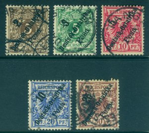 German Colonies - EAST AFRICA 1896  SURCHARGED set Scott # 6-10 used /O