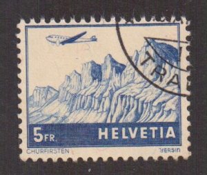 Switzerland   #C34  used  1941  Air  plane over Churfirsten  5fr