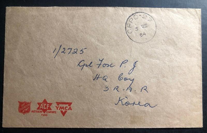 1954 Seoul Canadian Field Post Office In Korea War Cover To Australian Soldier