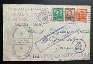 1938 Auckland New Zealand Tin Can Canoe Mail cover To Niuafoou Tonga Toga
