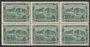 TASMANIA 1899 Pictorial ½d deep green, block, wmk mult TAS. MNH **.