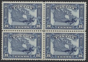 Canada #145 12c Map of Canada Block of 4 VF Centered Mint OG NH