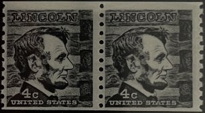 Scott #1303 1966 4¢ Prominent Americans Lincoln perf. 10 vertically MNH OG pair