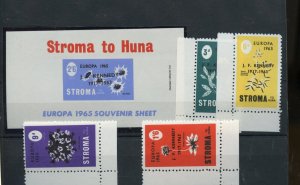 GREAT BRITAIN LOCAL STROMA EUROPA 1965 SET & S/S OVP'TD  J.F. KENNEDY MINT NH