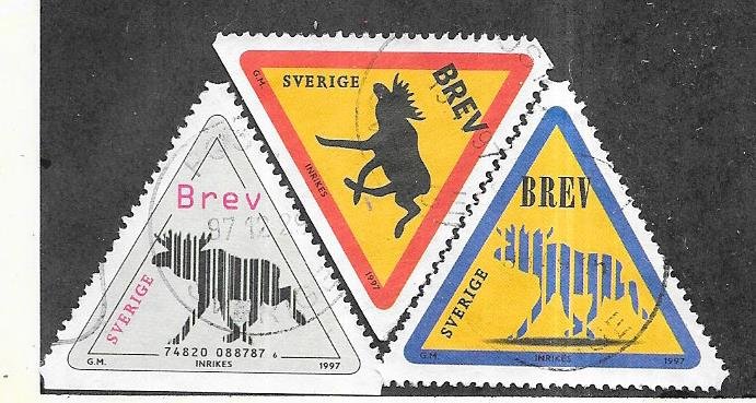 Sweden #2241,2242,2244 Road Signs  (U) CV $3.00