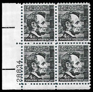 PCBstamps   US #1282a PB 16c(4x4c)Abraham Lincoln, tagged, 28834, MNH, (PB-3a)