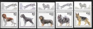 GERMANY Sc B779-83 NH ISSUE OF 1995 - DOGS