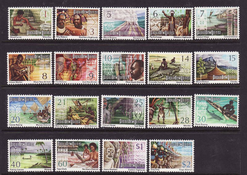 Papua New Guinea-Sc#369-88-unused NH set-1973-74 definitives